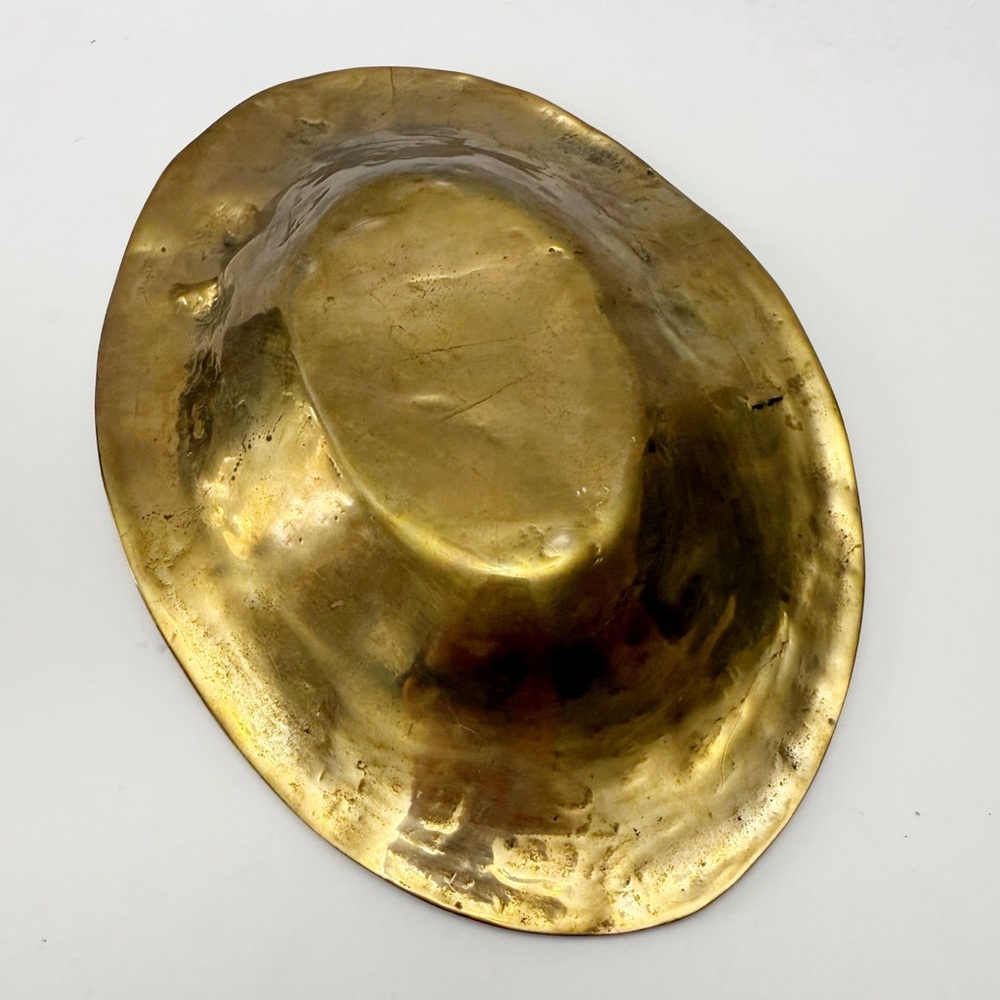Vintage Art Nouveau Ethereal Woman Iris Floral Solid Brass Trinket Dish Catchall - Picture 11 of 12